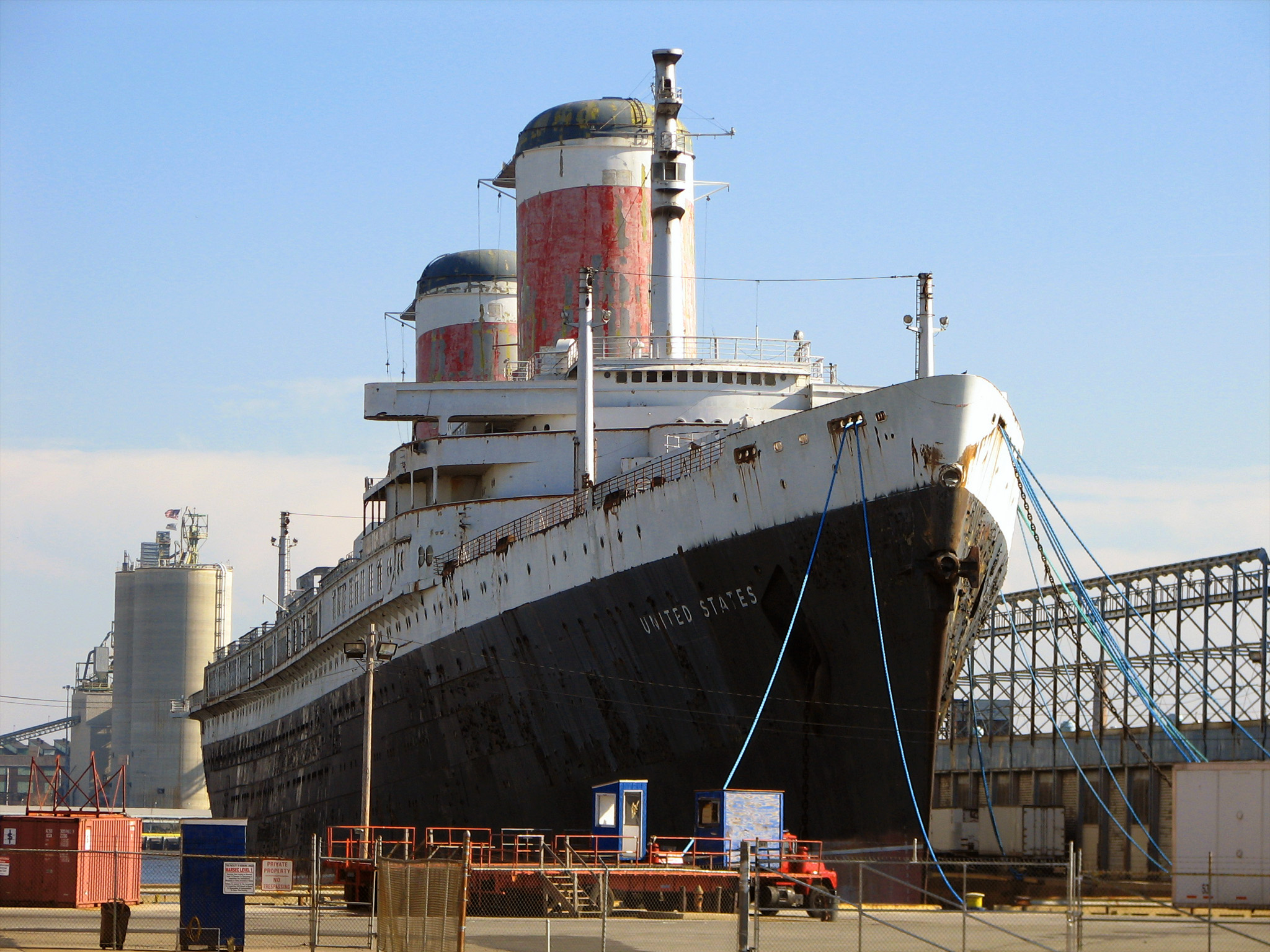 Historic view of the SS United States ocean liner.